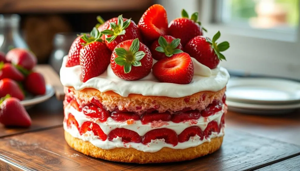 homemade strawberry poke cake