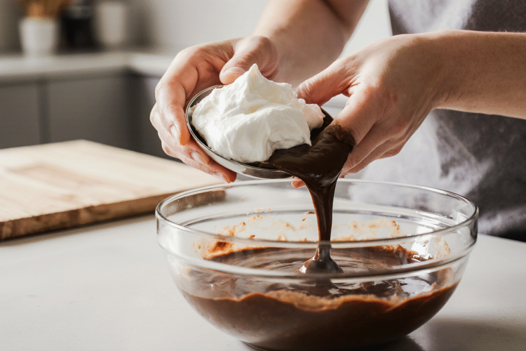 making chocolate mousse